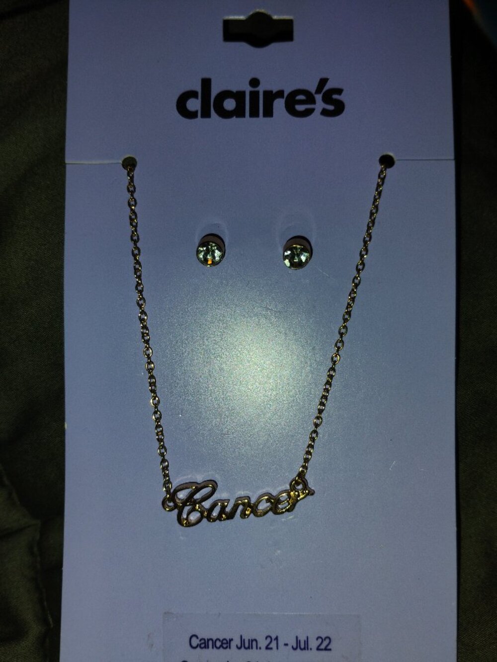 Cancer necklace w earrings